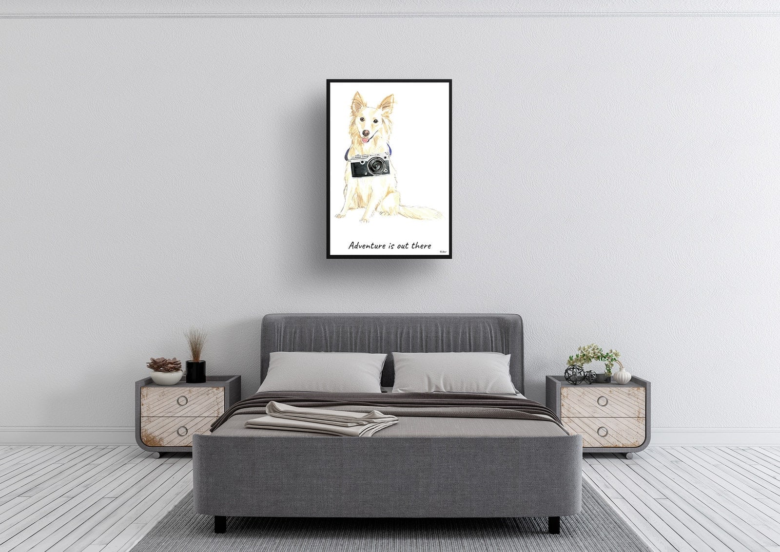 Adventure is out there White Collie dog print illustration. Framed & un-framed wall art 6 Adventure is out there White Collie dog print illustration. Framed & un-framed wall art - Image 4