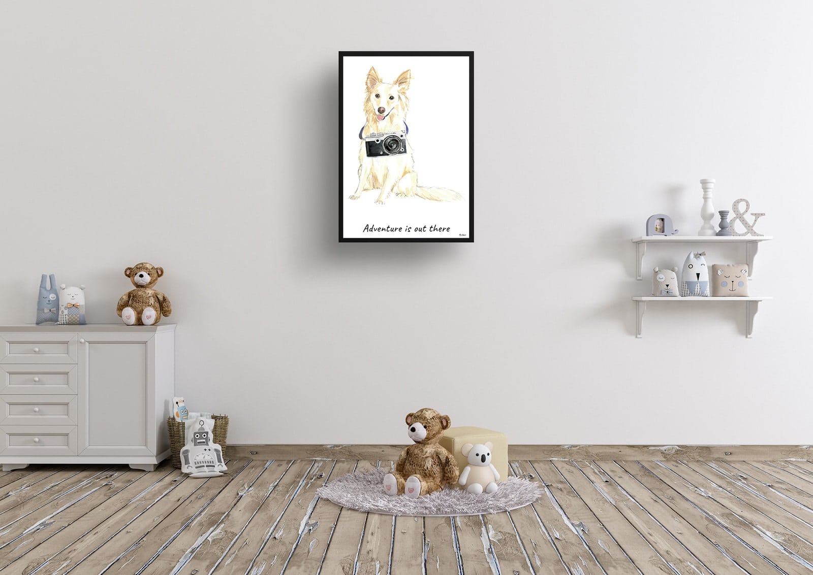 Adventure is out there White Collie dog print illustration. Framed & un-framed wall art 8 Adventure is out there White Collie dog print illustration. Framed & un-framed wall art - Image 6