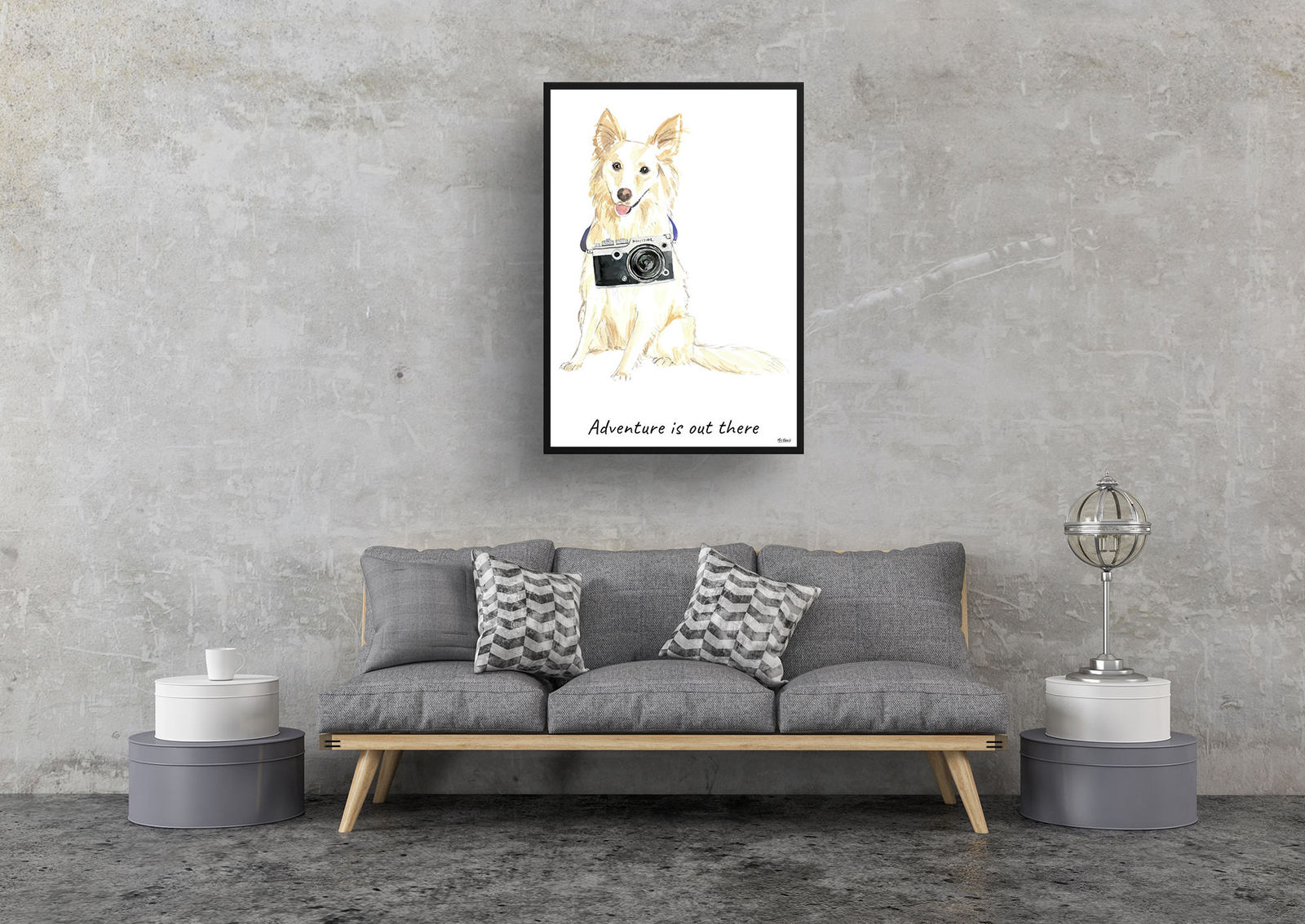 Adventure is out there White Collie dog print illustration. Framed & un-framed wall art 9 Adventure is out there White Collie dog print illustration. Framed & un-framed wall art - Image 7