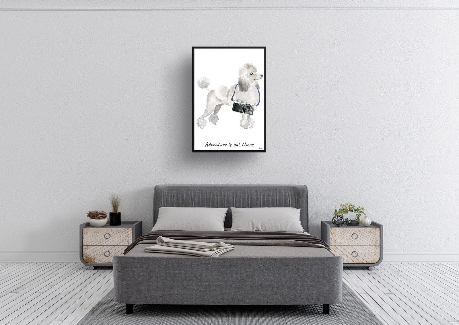 Adventure is out there White poodle dog print illustration. Framed & un-framed wall art 6 Adventure is out there White poodle dog print illustration. Framed & un-framed wall art - Image 4