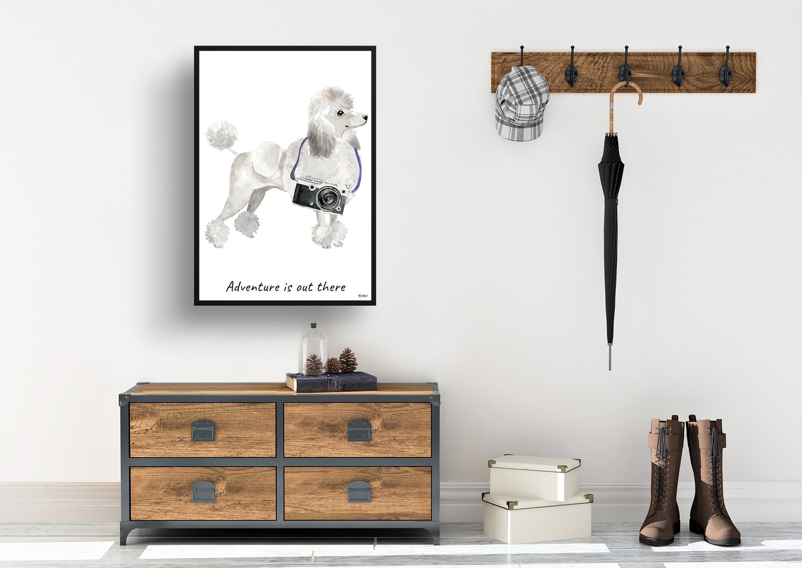 Adventure is out there White poodle dog print illustration. Framed & un-framed wall art 7 Adventure is out there White poodle dog print illustration. Framed & un-framed wall art - Image 5