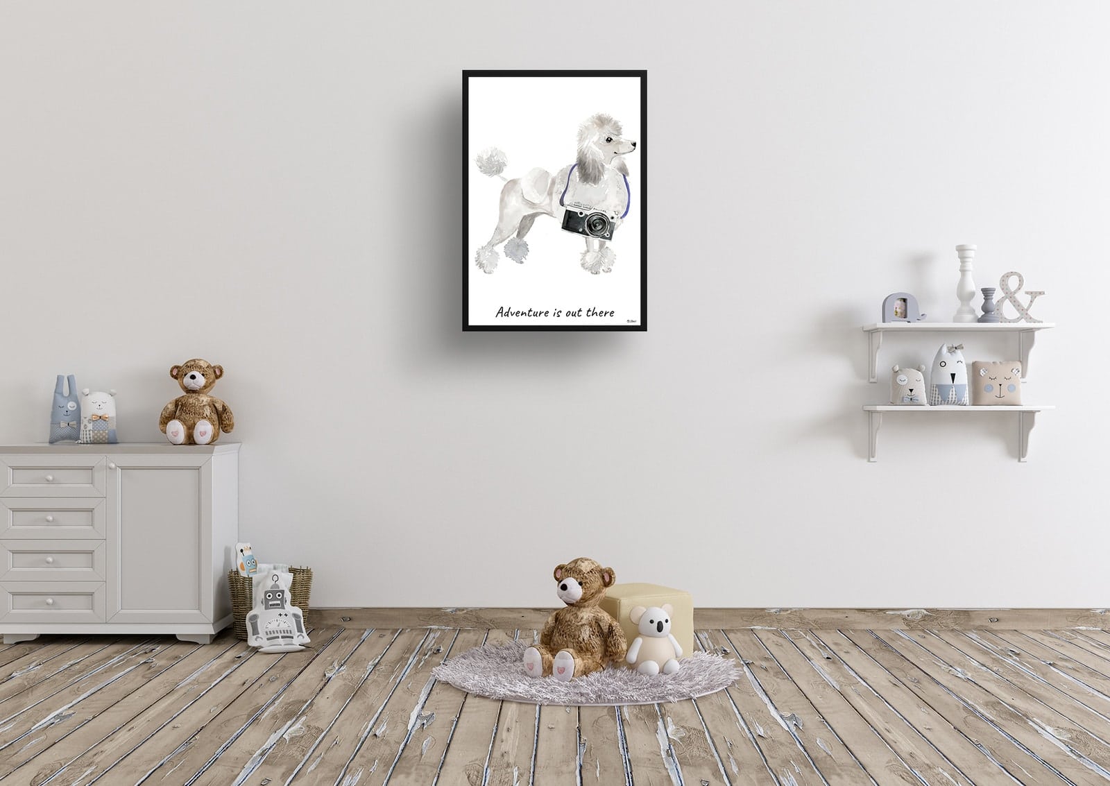 Adventure is out there White poodle dog print illustration. Framed & un-framed wall art 8 Adventure is out there White poodle dog print illustration. Framed & un-framed wall art - Image 6