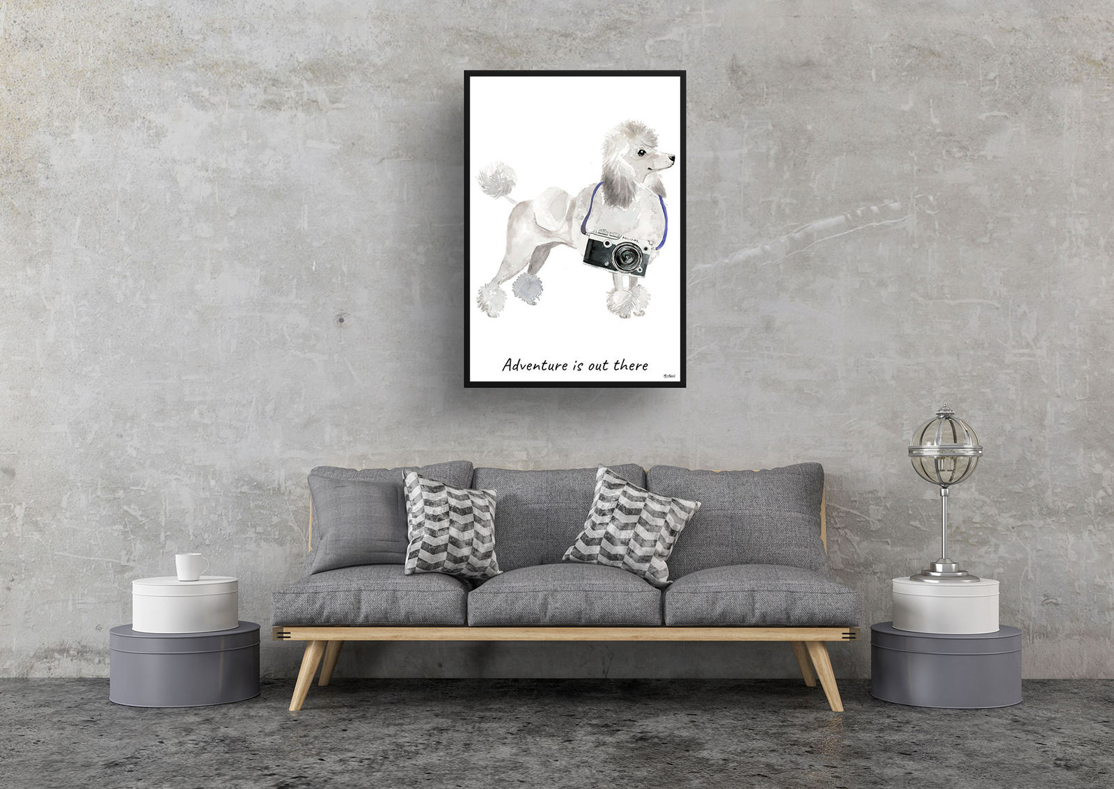 Adventure is out there White poodle dog print illustration. Framed & un-framed wall art 9 Adventure is out there White poodle dog print illustration. Framed & un-framed wall art - Image 7