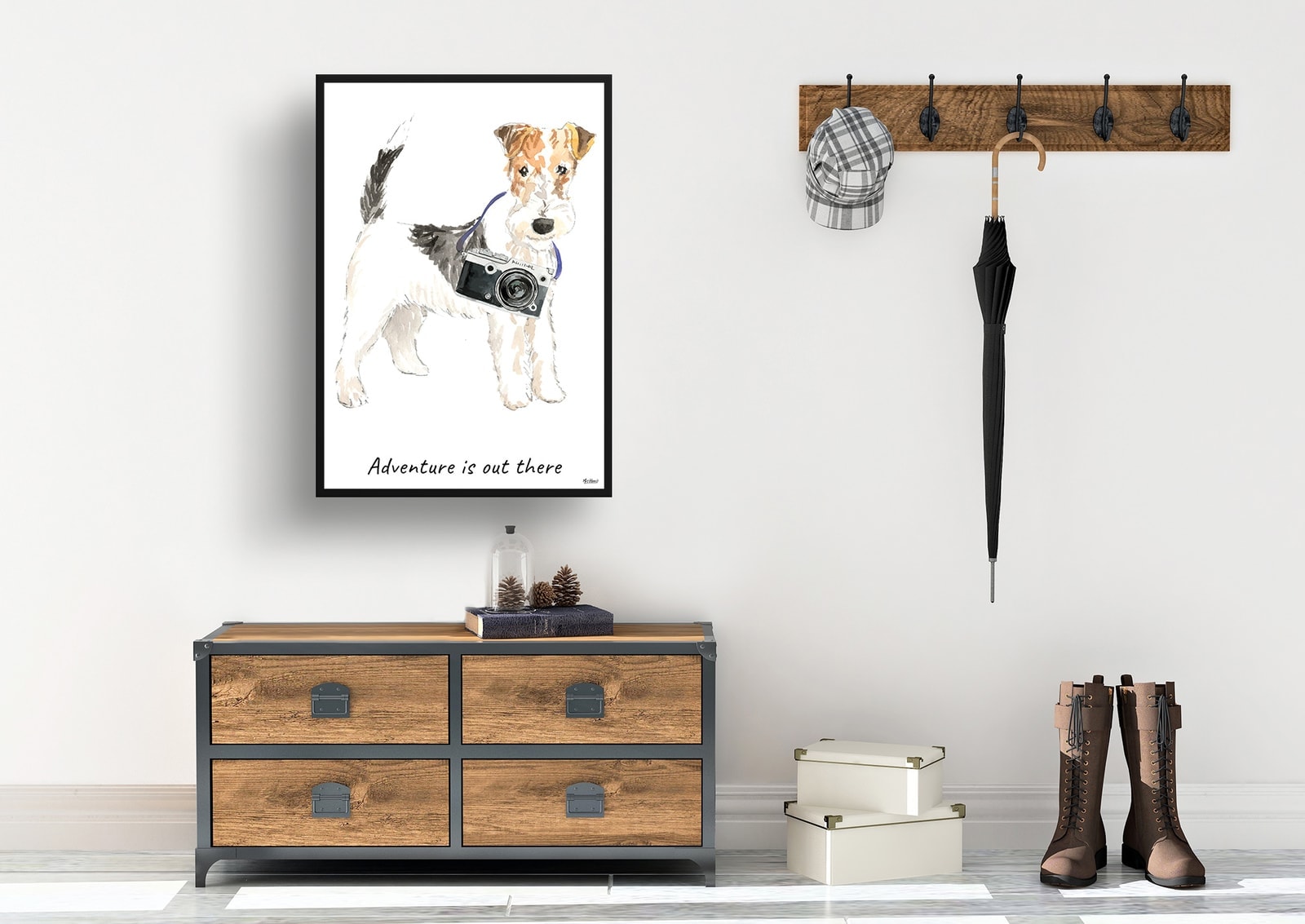Adventure is out there Wire Haired Fox Terrier dog print illustration. Framed & un-framed wall art 7 Adventure is out there Wire Haired Fox Terrier dog print illustration. Framed & un-framed wall art - Image 5