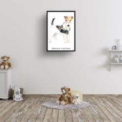 Adventure is out there Wire Haired Fox Terrier dog print illustration. Framed & un-framed wall art 15 adventure is out there portrait print wire haired fox terrier 28x40 kids room