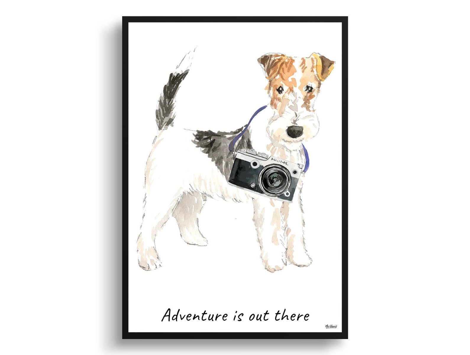 Adventure is out there Wire Haired Fox Terrier dog print illustration. Framed & un-framed wall art 3 Adventure is out there Wire Haired Fox Terrier dog print illustration. Framed & un-framed wall art