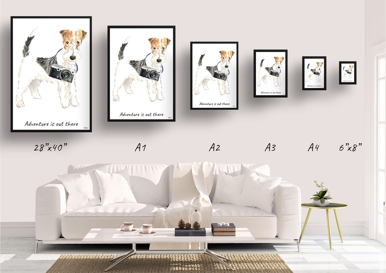 Adventure is out there Wire Haired Fox Terrier dog print illustration. Framed & un-framed wall art 4 Adventure is out there Wire Haired Fox Terrier dog print illustration. Framed & un-framed wall art - Image 2