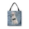 American Staffordshire terrier Dog Denim Style Tote Bag 1 denim dogs tote american staffordshire terrier faded ephemera denim front view white