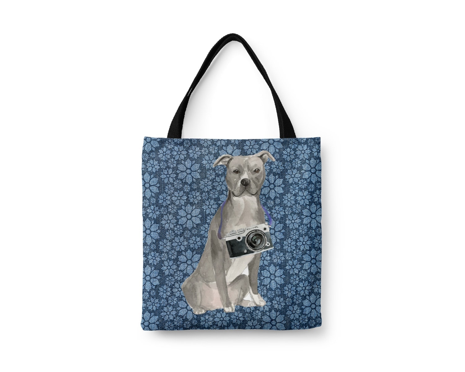 American Staffordshire terrier grey Dog Denim Style Tote Bag 9 American Staffordshire terrier grey Dog Denim Style Tote Bag - Image 7