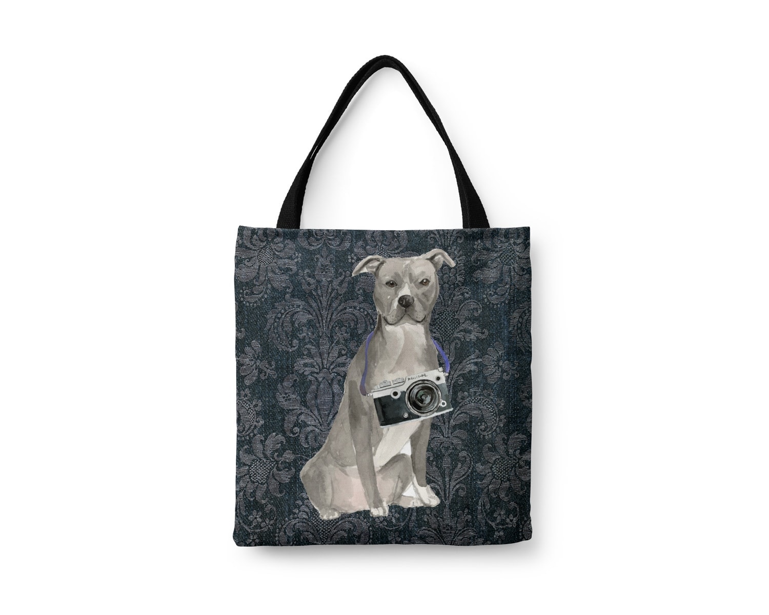 American Staffordshire terrier grey Dog Denim Style Tote Bag 5 American Staffordshire terrier grey Dog Denim Style Tote Bag - Image 3