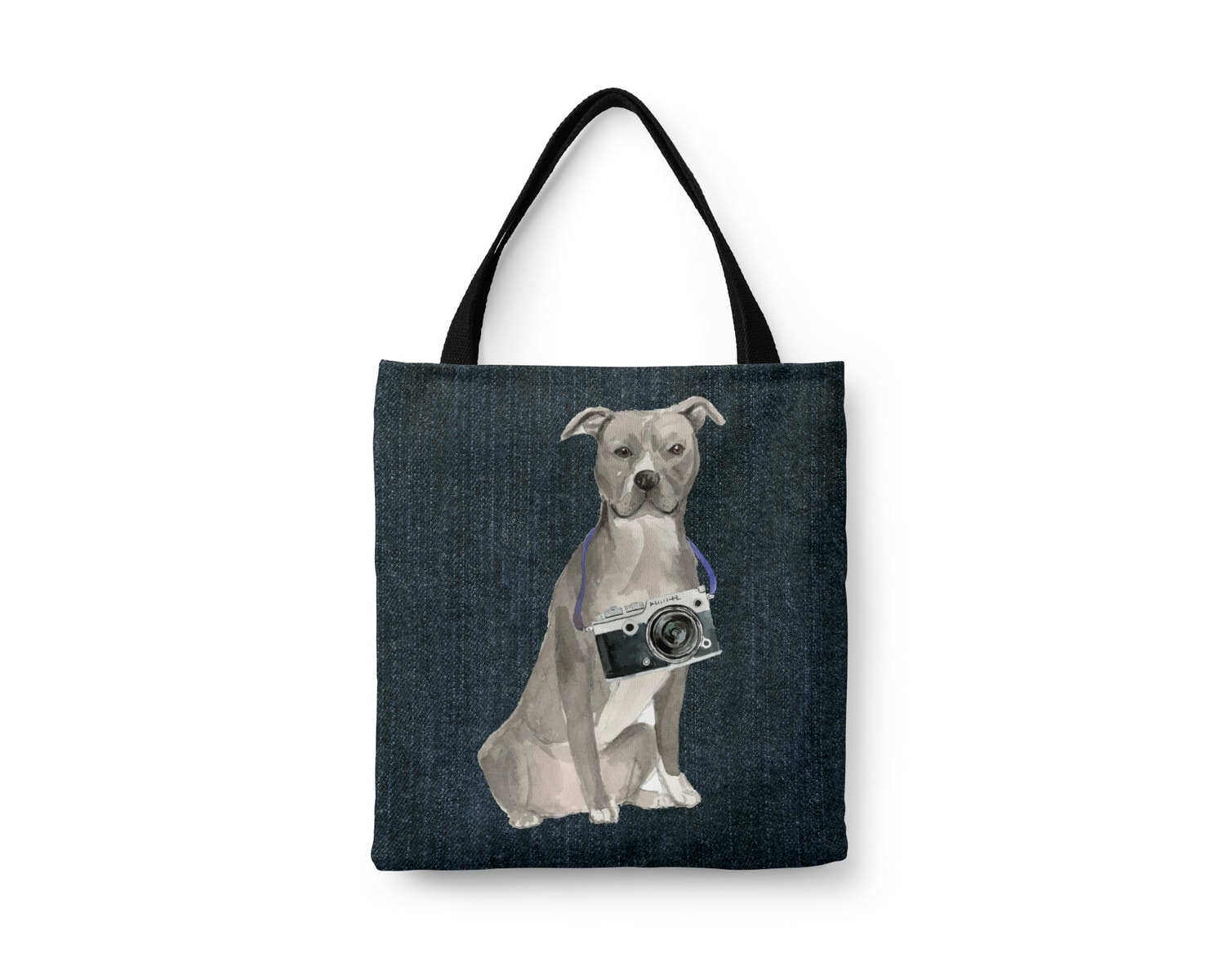 American Staffordshire terrier grey Dog Denim Style Tote Bag 8 American Staffordshire terrier grey Dog Denim Style Tote Bag - Image 6