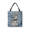 American Staffordshire terrier grey Dog Denim Style Tote Bag 1 denim dogs tote american staffordshire terrier grey faded ephemera denim front view white