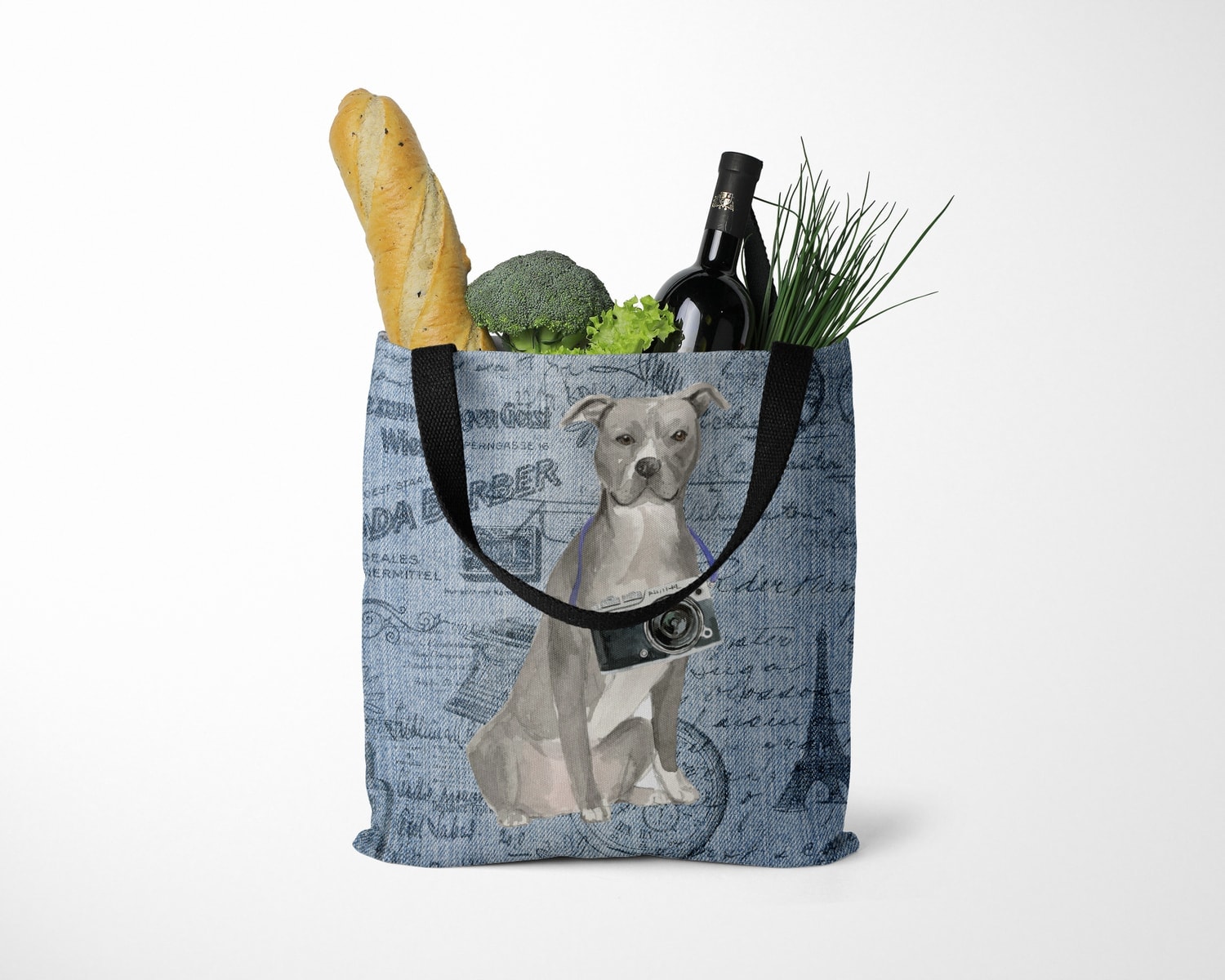 American Staffordshire terrier grey Dog Denim Style Tote Bag 14 American Staffordshire terrier grey Dog Denim Style Tote Bag - Image 12