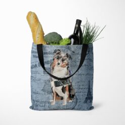 Australian Shepherd Dog Denim Style Tote Bag 39 denim dogs tote australian shepherd faded ephemera denim tote standing food