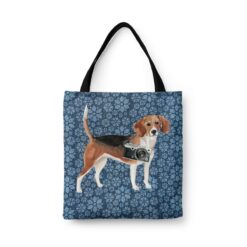 denim dogs tote beagle daisy denim front view white