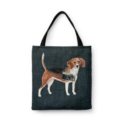 denim dogs tote beagle dark denim front view white