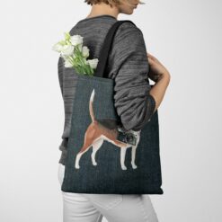 denim dogs tote beagle dark denim tote woman jumper walking view