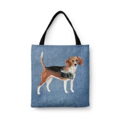 denim dogs tote beagle gently faded denim front view white