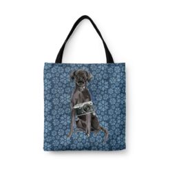 Black Lab Dog Denim Style Tote Bag 34 denim dogs tote black lab daisy denim front view white