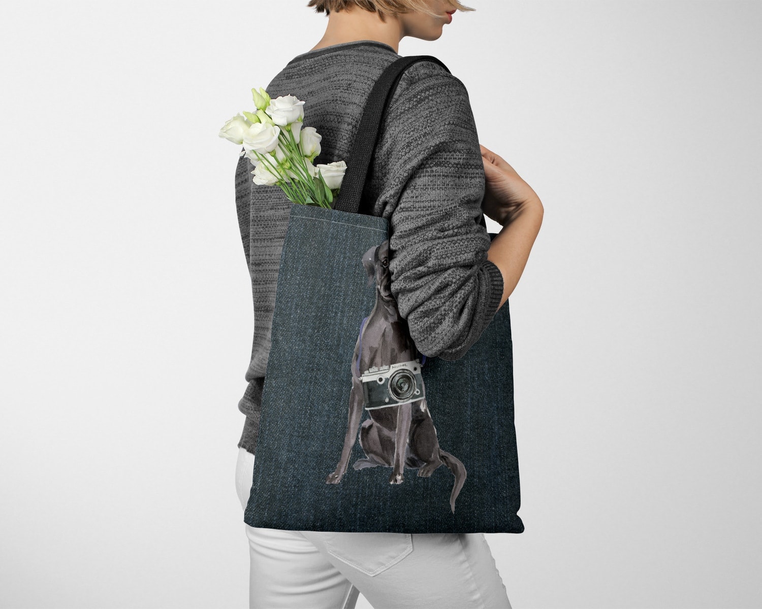 Black Lab Dog Denim Style Tote Bag 13 Black Lab Dog Denim Style Tote Bag - Image 11