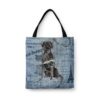 Black Lab Dog Denim Style Tote Bag 2 denim dogs tote black lab faded ephemera denim front view white