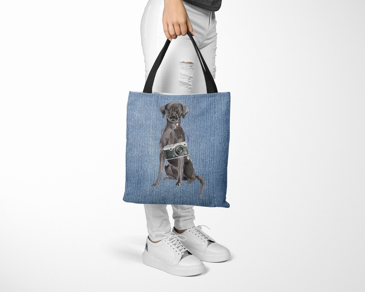 Black Lab Dog Denim Style Tote Bag 15 Black Lab Dog Denim Style Tote Bag - Image 13