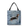 Black & Tan Dachshund Dog Denim Style Tote Bag 1 denim dogs tote black tan dachshund faded ephemera denim front view white