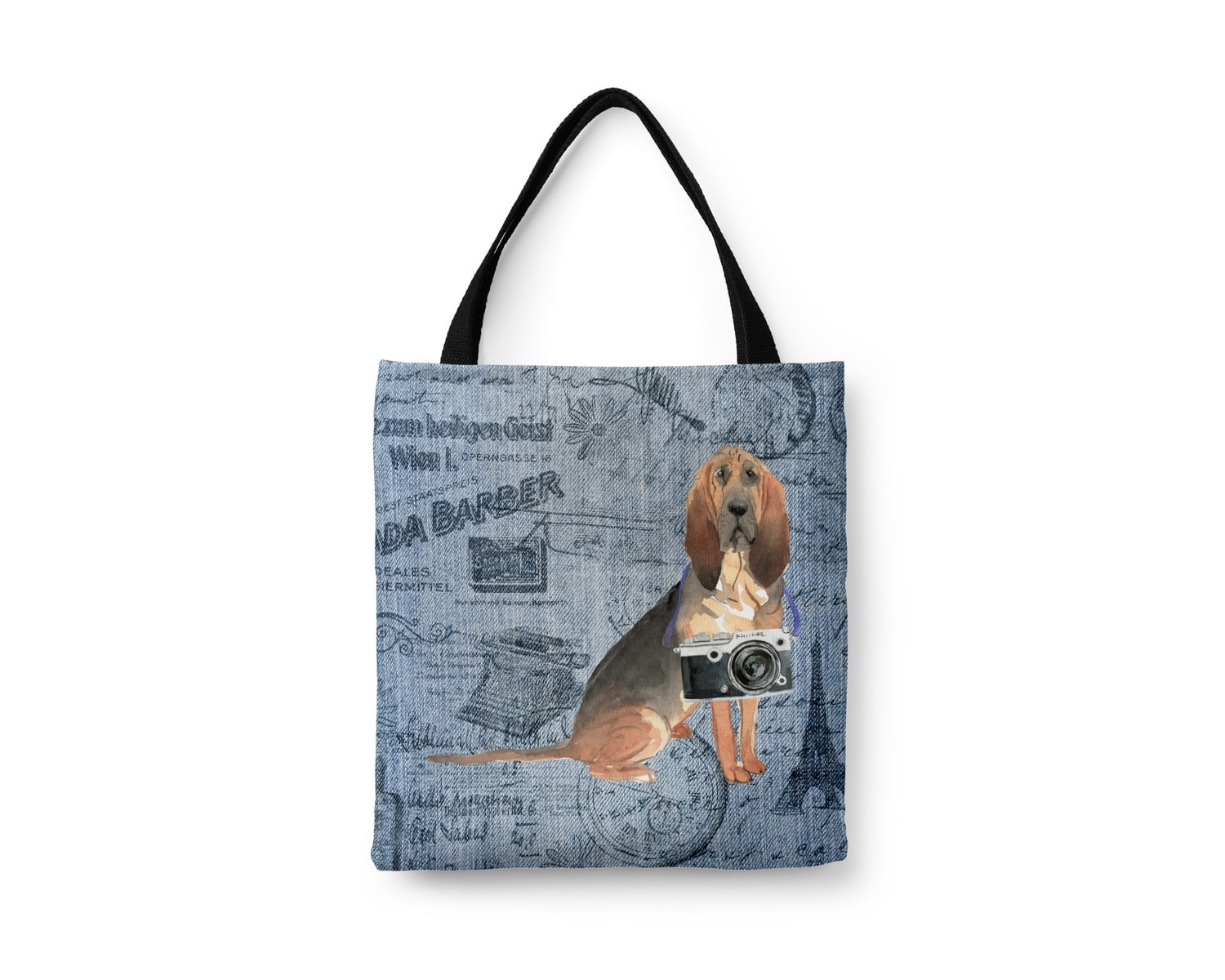 BloodHound Dog Denim Style Tote Bag 3 BloodHound Dog Denim Style Tote Bag