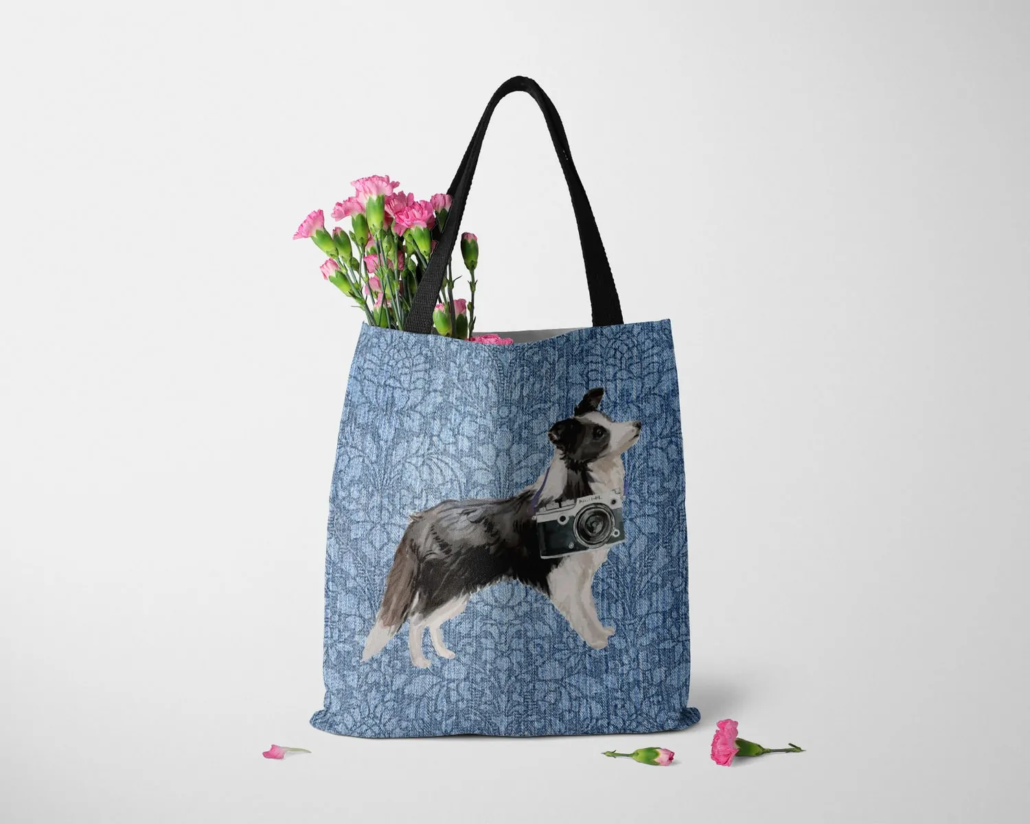 Border Collie Dog Denim Style Tote Bag 10 Border Collie Dog Denim Style Tote Bag - Image 8