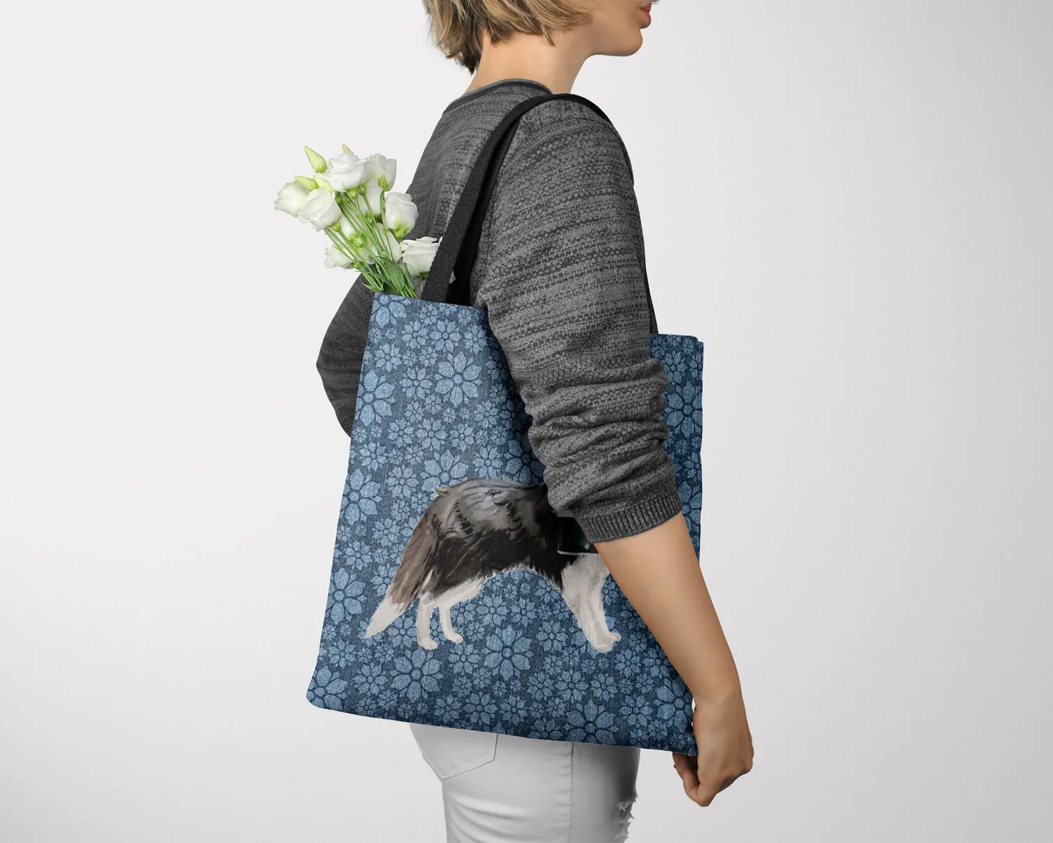 Border Collie Dog Denim Style Tote Bag 11 Border Collie Dog Denim Style Tote Bag - Image 9