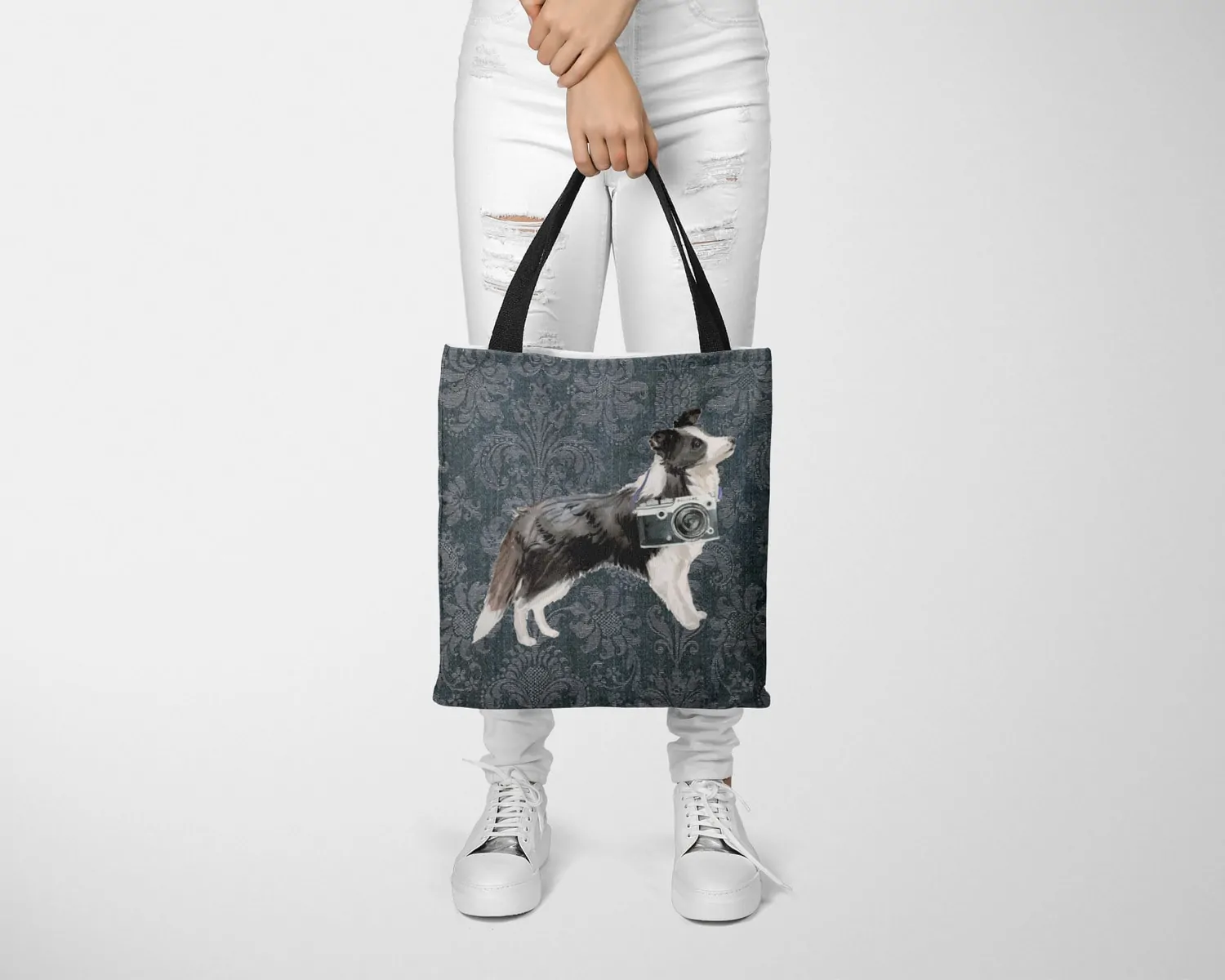 Border Collie Dog Denim Style Tote Bag 12 Border Collie Dog Denim Style Tote Bag - Image 10