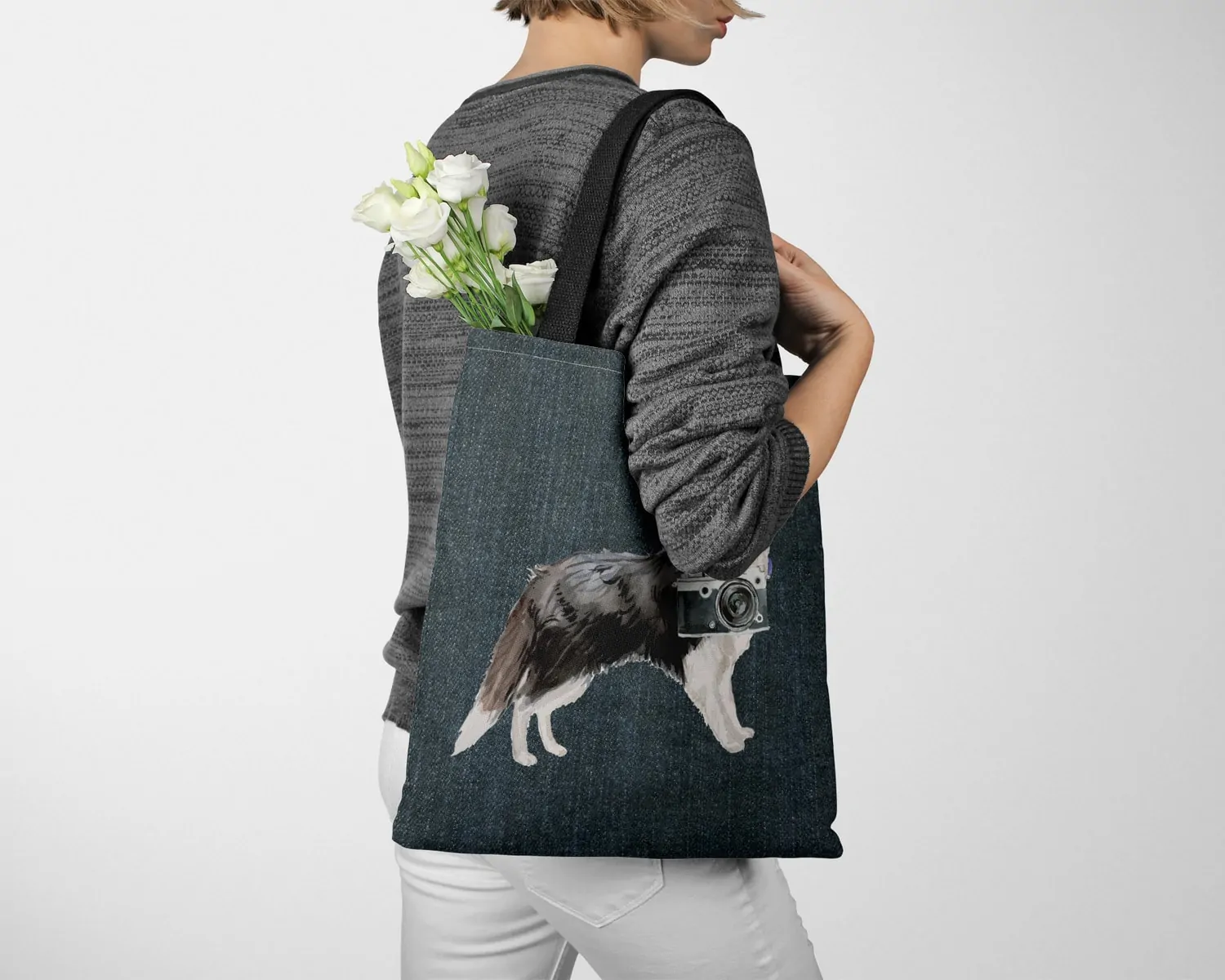 Border Collie Dog Denim Style Tote Bag 13 Border Collie Dog Denim Style Tote Bag - Image 11