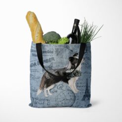 Border Collie Dog Denim Style Tote Bag 39 denim dogs tote border collie faded ephemera denim tote standing food