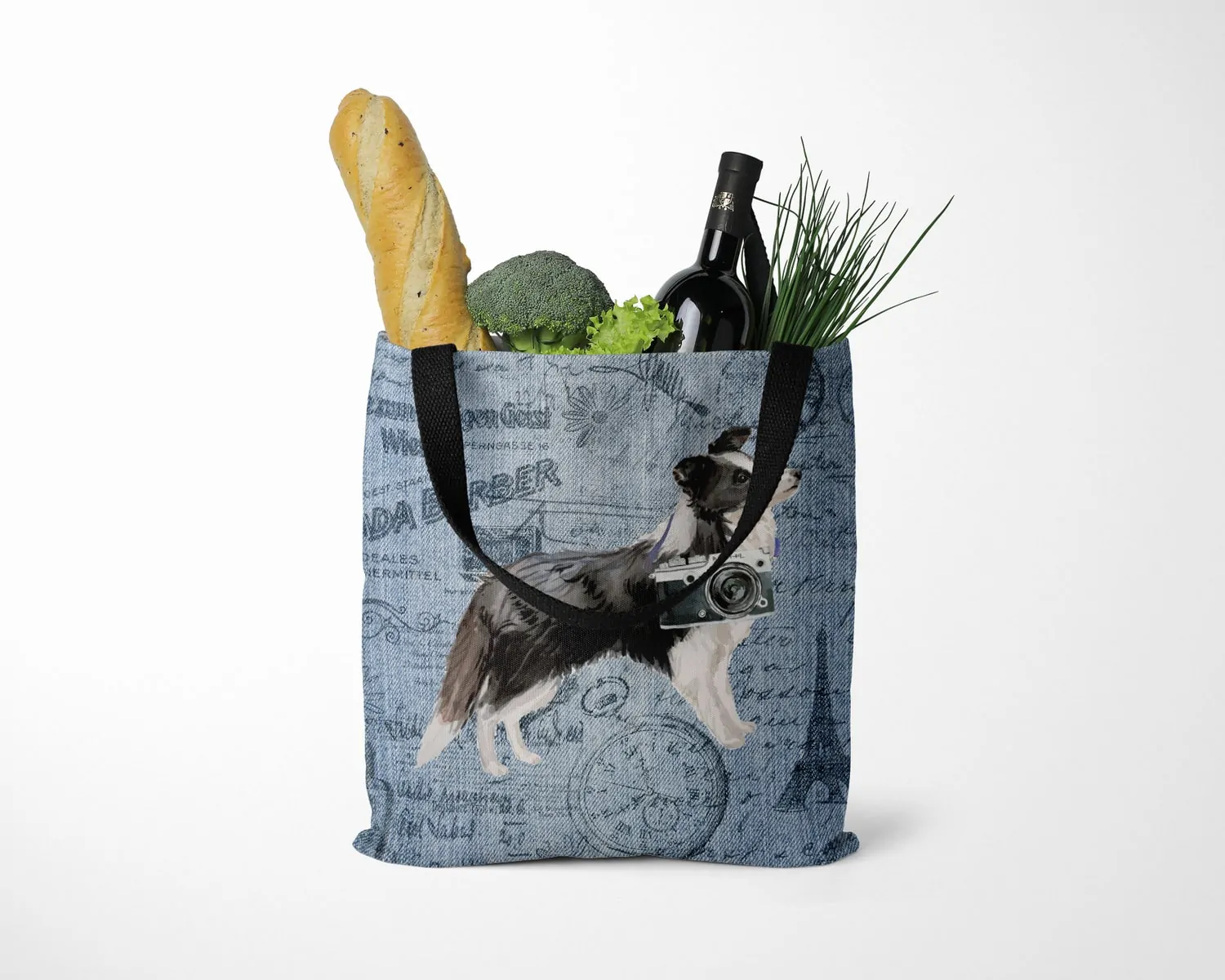Border Collie Dog Denim Style Tote Bag 14 Border Collie Dog Denim Style Tote Bag - Image 12