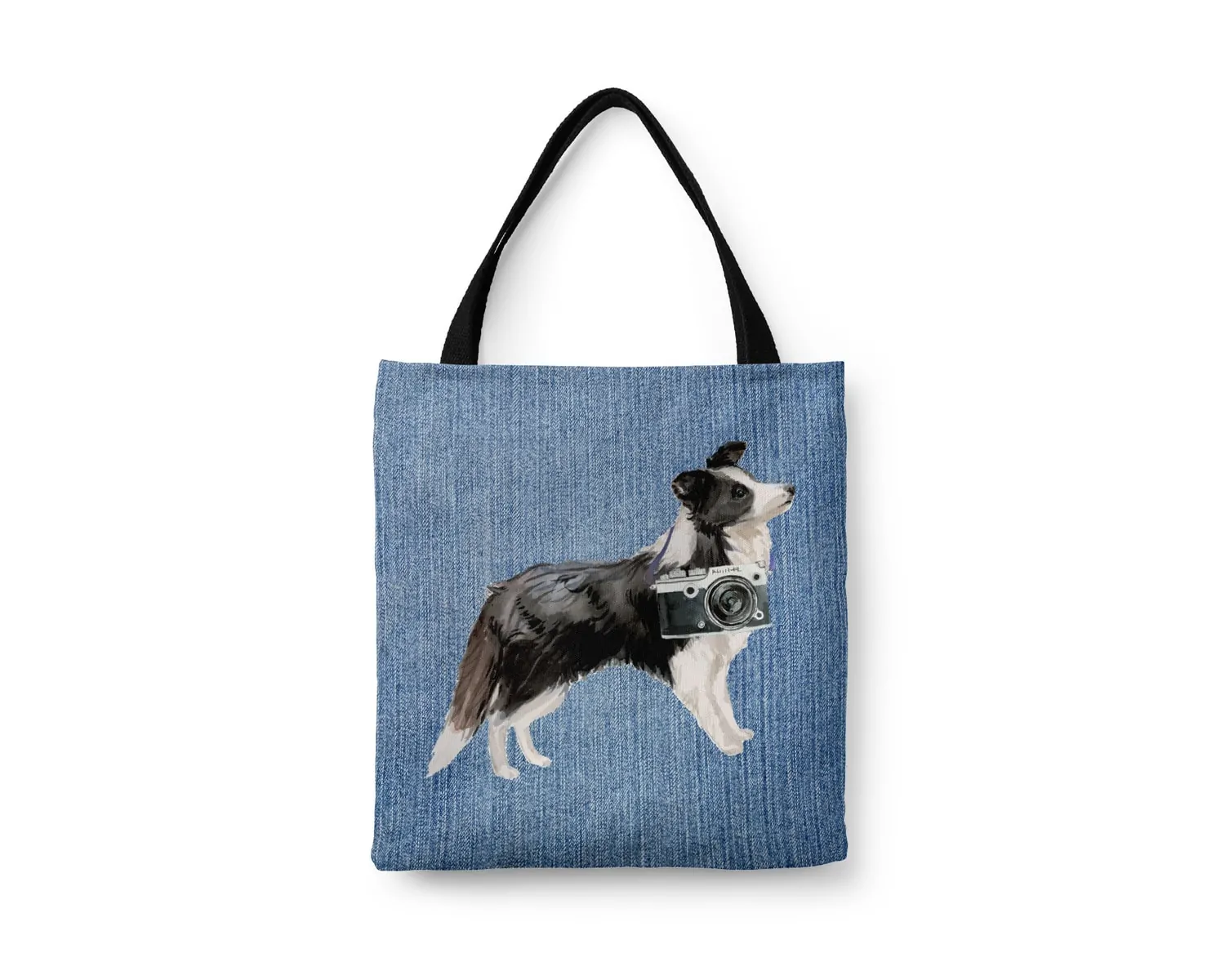 Border Collie Dog Denim Style Tote Bag 7 Border Collie Dog Denim Style Tote Bag - Image 5