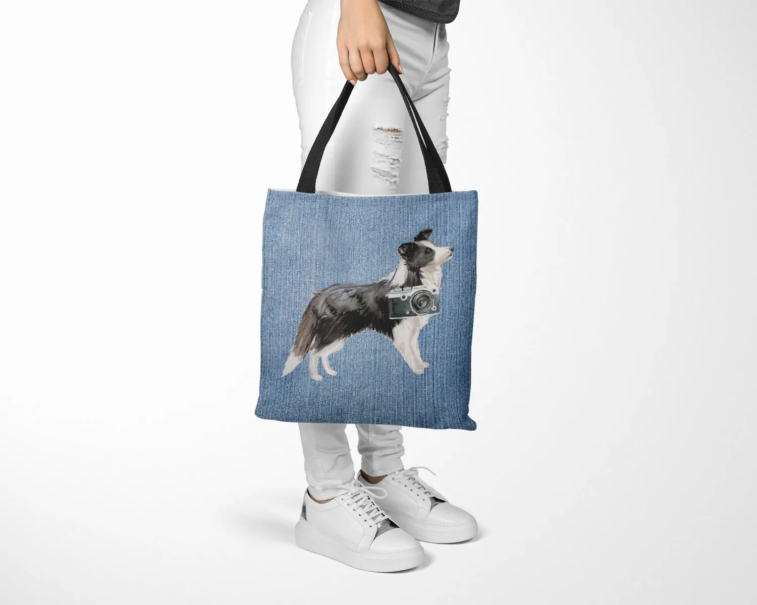 Border Collie Dog Denim Style Tote Bag 15 Border Collie Dog Denim Style Tote Bag - Image 13