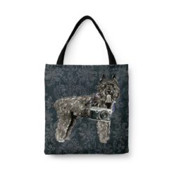 Bouvier des Flandres Dog Denim Style Tote Bag 30 denim dogs tote bouvier des flandres dark damask denim front view white