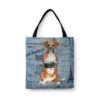 Boxer Dog Denim Style Tote Bag 2 denim dogs tote boxer faded ephemera denim front view white