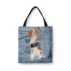 Brittany Dog Denim Style Tote Bag