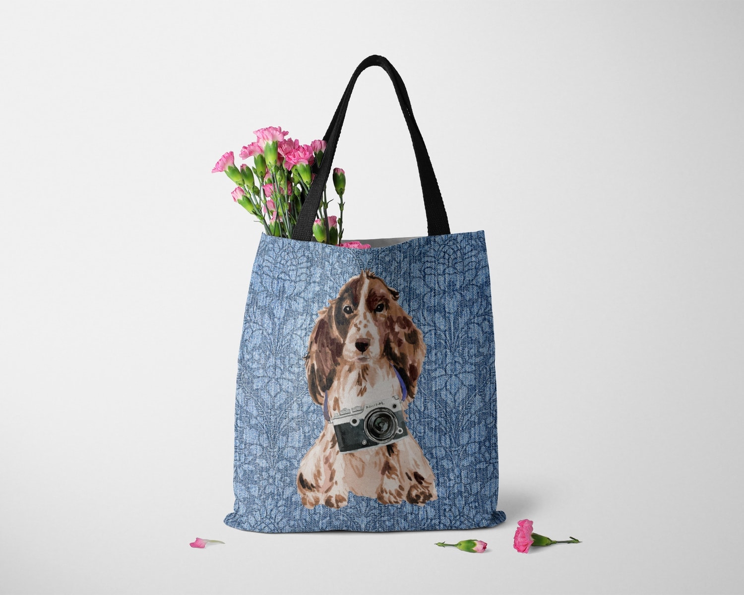 Brown Cocker Spaniel Dog Denim Style Tote Bag 10 Brown Cocker Spaniel Dog Denim Style Tote Bag - Image 8