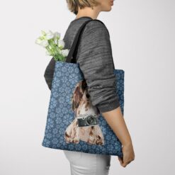 Brown Cocker Spaniel Dog Denim Style Tote Bag 36 denim dogs tote brown cocker spaniel daisy denim tote woman jumper view
