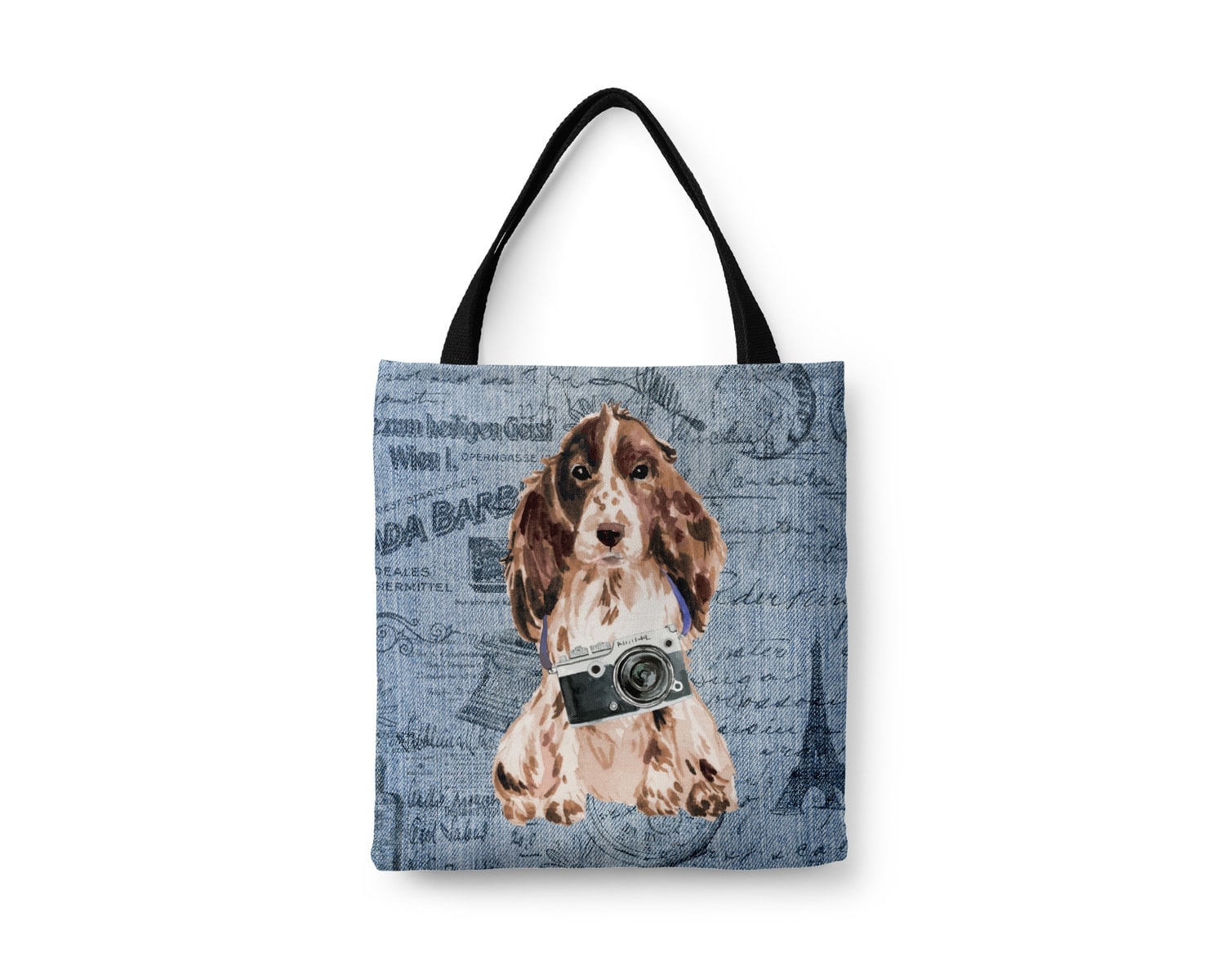 Brown Cocker Spaniel Dog Denim Style Tote Bag 3 Brown Cocker Spaniel Dog Denim Style Tote Bag