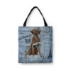 Brown Labrador retriever Dog Denim Style Tote Bag 1 denim dogs tote brown labrador retriever faded ephemera denim front view white