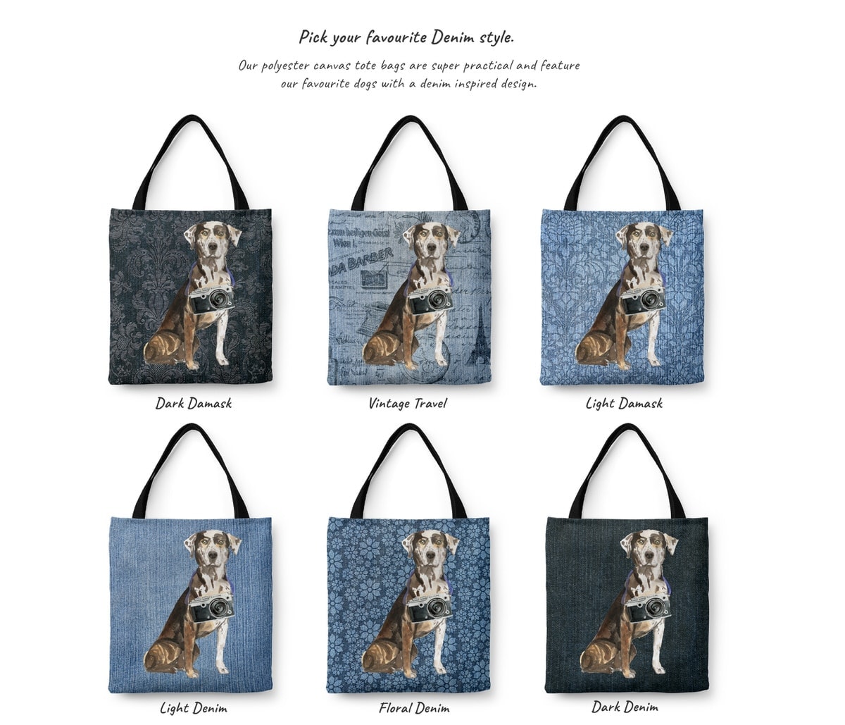 Catahoula Leopard Dog Dog Denim Style Tote Bag 4 Catahoula Leopard Dog Dog Denim Style Tote Bag - Image 2