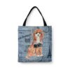 Cavapoo Dog Denim Style Tote Bag 1 denim dogs tote cavapoo faded ephemera denim front view white