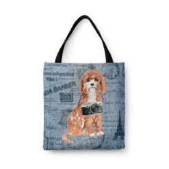 Cavapoo Dog Denim Style Tote Bag
