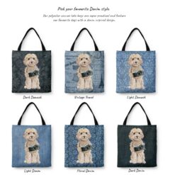 Champagne cockapoo Dog Denim Style Tote Bag 29 denim dogs tote champagne cockapoo variations