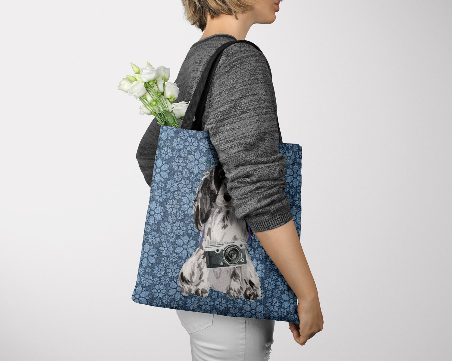 Cocker Spaniel Dog Denim Style Tote Bag 11 Cocker Spaniel Dog Denim Style Tote Bag - Image 9