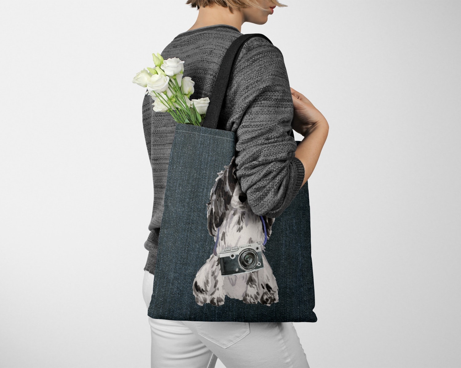 Cocker Spaniel Dog Denim Style Tote Bag 13 Cocker Spaniel Dog Denim Style Tote Bag - Image 11