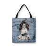 Cocker Spaniel Dog Denim Style Tote Bag 2 denim dogs tote cocker spaniel faded ephemera denim front view white